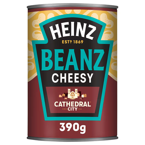 HEINZ CATHEDRAL CITY CHEESY BAKED BEANS 390G