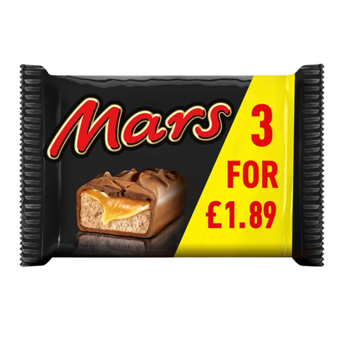 MARS CHOCOLATE BARS MULTIPACK PMP £1.89 3PK 118.2G