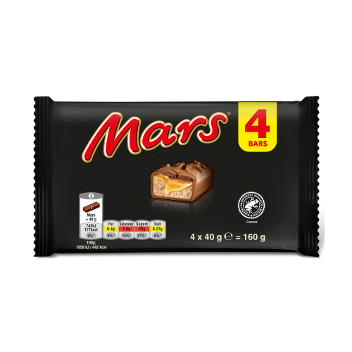 MARS CARAMEL CHOCOLATE BARS 4PK 40G