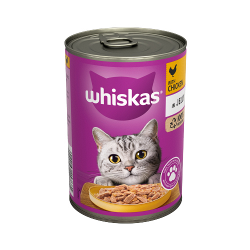 WHISKAS ADULT WET CAT FOOD TIN CHICKEN IN JELLY 400G