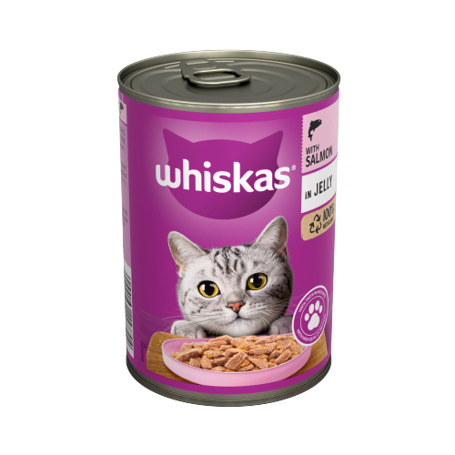 WHISKAS ADULT WET CAT FOOD TIN SALMON IN JELLY 400G