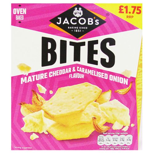 JACOB'S BITES MATURE CHEDDAR & ONION CRACKERS 10X 125G