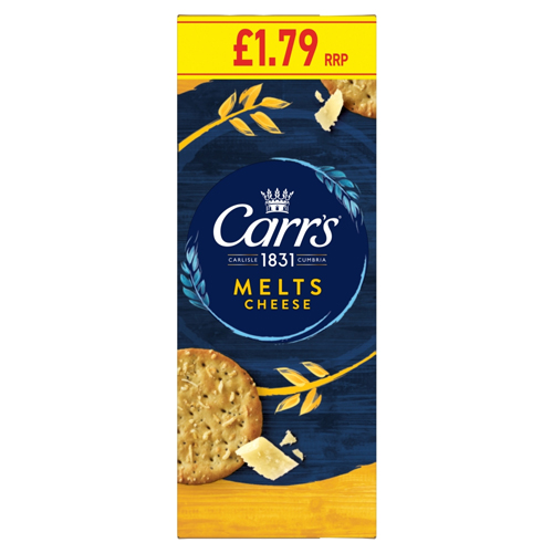 CARR'S MELTS CHEESE CRACKERS PMP £1.79 150G