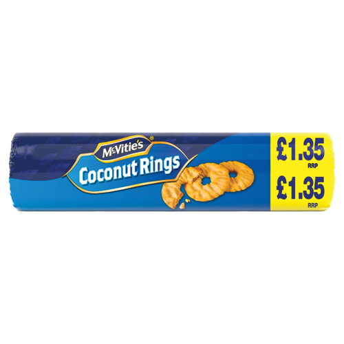 MCVITIE'S COCONUT RINGS BISCUITS PMP £1.35 300G