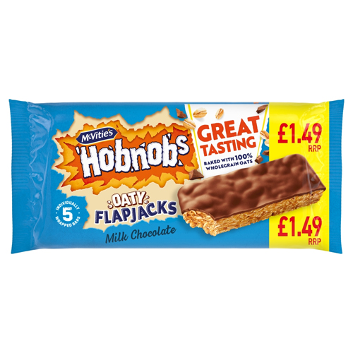 MCVITIE'S HOBNOBS MILK CHOCOLATE OATY FLAPJACKS PMP £1.49 142.9G