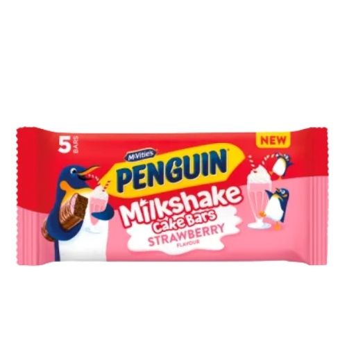 MCVITIE'S PENGUIN STRAWBERRY MILKSHAKE CAKE BAR  7PK 172G