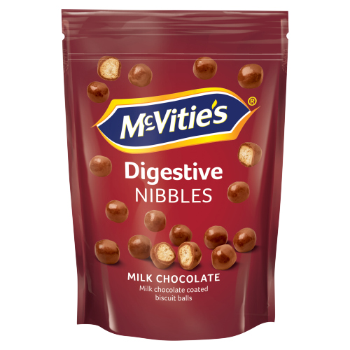 MCVITIE'S DIGESTIVES NIBBLES MILK CHOCOLATE COATED BISCUIT BALLS 80G