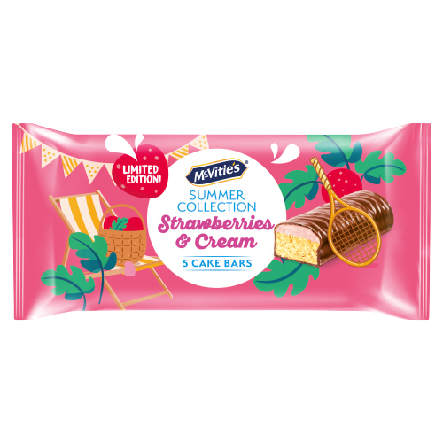 MCVITIE'S SUMMER STRAWBERRIES & CREAM FLAVOUR CAKE BARS 107.5G