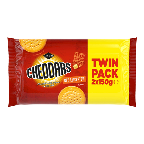 JACOB'S CHEDDARS RED LEICESTER FLAVOUR TWIN PACK 300G