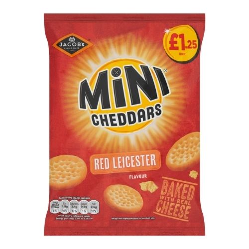 JACOB'S MINI CHEDDARS RED LEICESTER PMP £1.25 90G