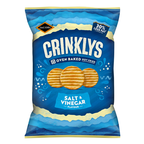 JACOB'S CRINKLYS SALT & VINEGAR BAKED SNACKS SHARE BAG, 150G