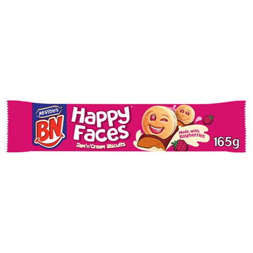 MCVITIE'S BN HAPPY FACES JAM 'N' CREAM BISCUITS 165G