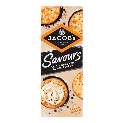 JACOB'S SAVOURS BAKES SALT & CRACKED BLACK PEPPER 12X 200G