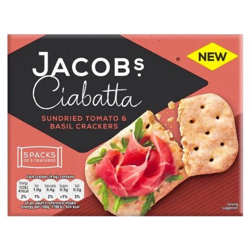 JACOB'S CIABATTA SDTOMATO & BASIL 5PK 28G