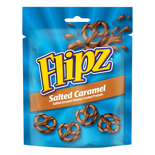 FLIPZ PRETZELS SALTED CARAMEL FLAVOUR SNACKS 90G