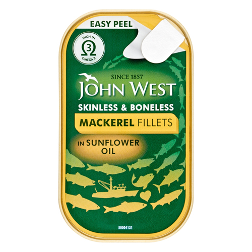 JOHN WEST MACKEREL FILLETS IN SUNFLOWER OIL 115G