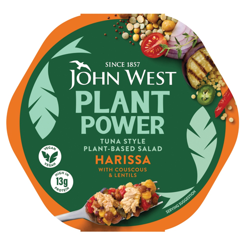 JOHN WEST PLANT POWER TUNA SALAD HARISSA COUSCOUS AND LENTILS 220G