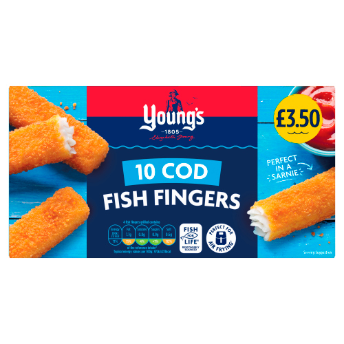 YOUNG'S 10 COD FISH FINGERS PMP £3.50 250G