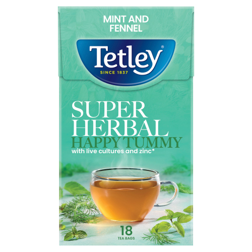 TETLEY SUPER HERBAL MINT&FENNEL 18'S TEA BAGS 32.4G