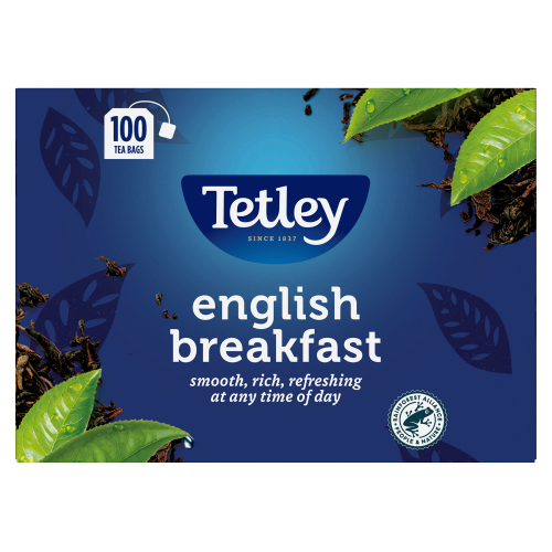 TETLEY 100 ENGLISH BREAKFAST TEA BAGS 250G