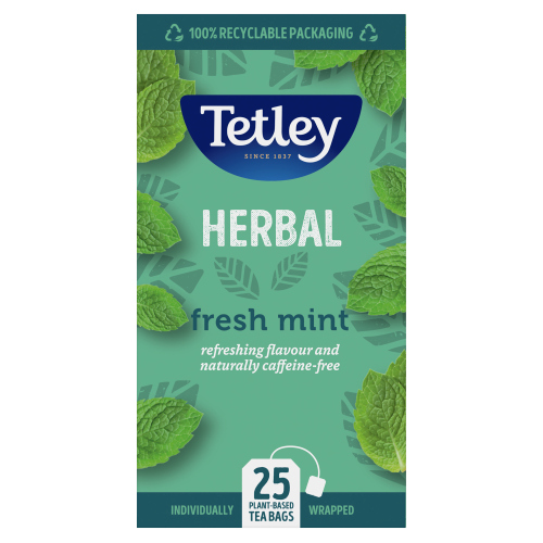 TETLEY HERBAL FRESH MINT 25 TEA BAGS 37.5G