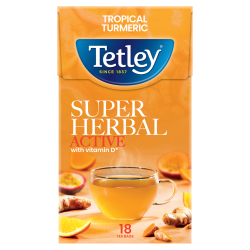 TETLEY SUPER HERBAL TROPICAL&TURMERIC 18'S TEA BAGS 32.4G