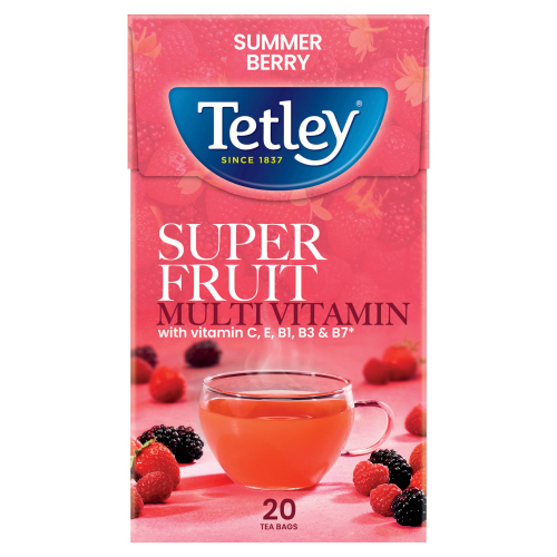 TETLEY SUPER FRUIT MULTIVITAMIN SUMMER BERRY TEA BAGS 20S 40G