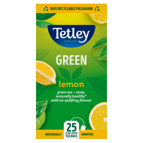 TETLEY GREEN LEMON 25 TEA BAGS 50G