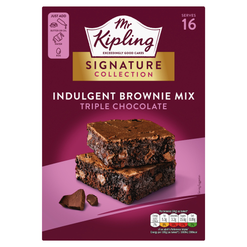 MR KIPLING SIGNATURE TRIPLE CHOCOLATE BROWNIE CAKE MIX 379G