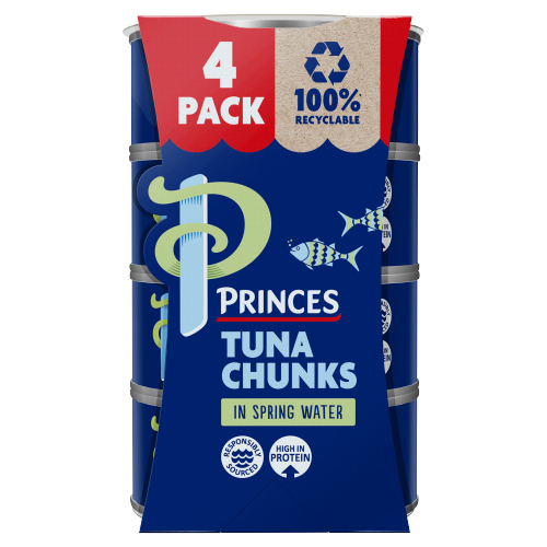 PRINCES TUNA CHUNKS 4PK SPRINGWATER 145G