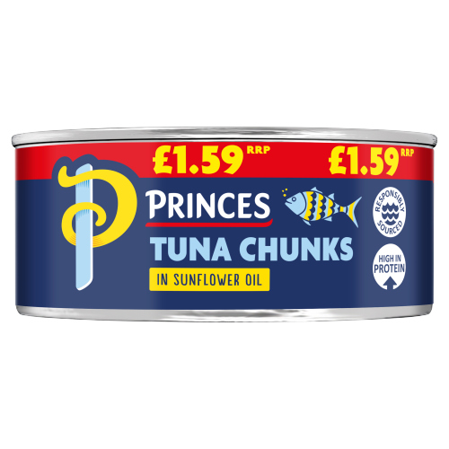 PRINCES TUNA CHUNKS IN SUNFLOWER OIL PMP £1.59 145G