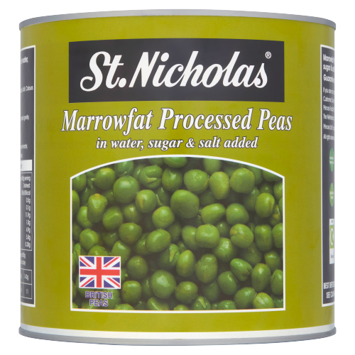 ST. NICHOLAS MARROWFAT PROCESSED PEAS IN WATER, SUGAR & SALT ADDED 2.61KG