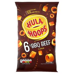 HULA HOOPS BBQ BEEF CRISPS 6PK 24G