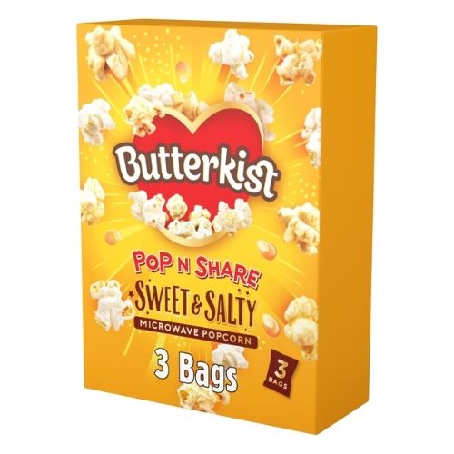 BUTTERKIST SWEET & SALTY MICROWAVE POPCORN 3PK 60G
