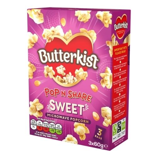 BUTTERKIST SWEET MICROWAVE POPCORN 3PK 60G