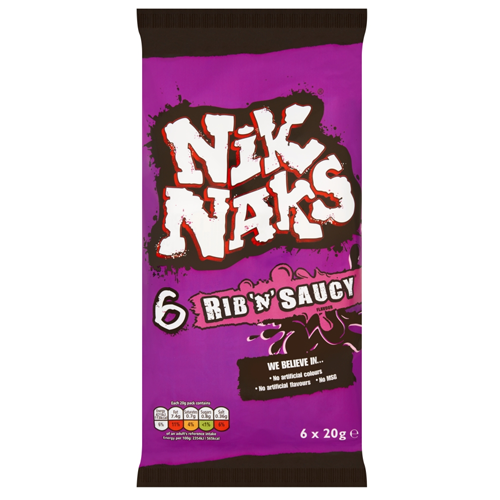 NIK NAKS RIB 'N' SAUCY CRISPS 6PK 20G