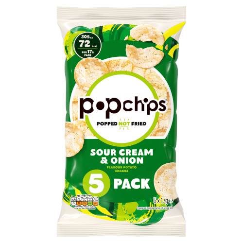 POPCHIPS SOUR CREAM & ONION CRISPS 5PK 17G