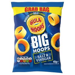 HULA HOOPS BIG HOOPS SALT & VINEGAR GRAB BAG CRISPS 36X 45G