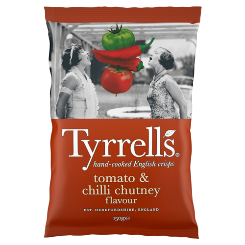 TYRRELLS TOMATO & CHILLI CHUTNEY SHARING CRISPS 150G