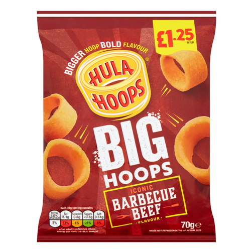 HULA HOOPS BIG HOOP BBQ BEEF PMP £1.25 70G