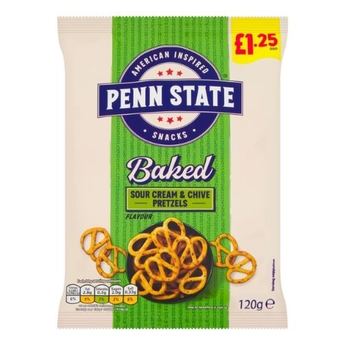 PENN STATE SOUR CREAM & CHIVE PRETZELS PMP £1.25 120G