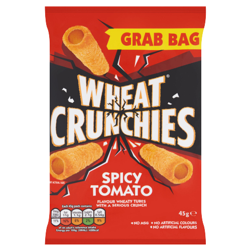 WHEAT CRUNCHIES SPICY TOMATO GRAB BAG CRISPS 45G