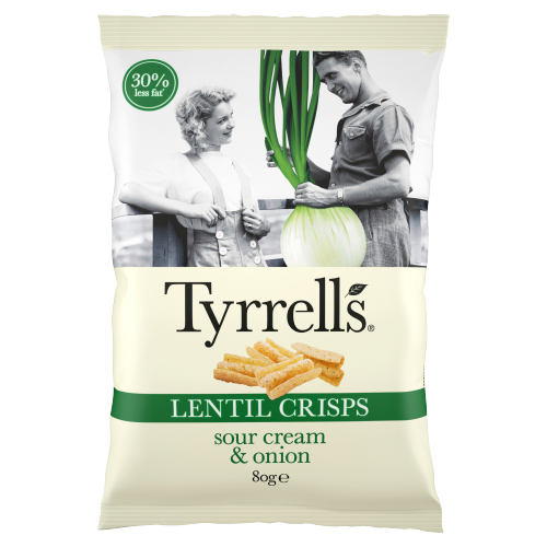 TYRRELLS LENTIL SHARING CRISPS SOUR CREAM & ONION 80G