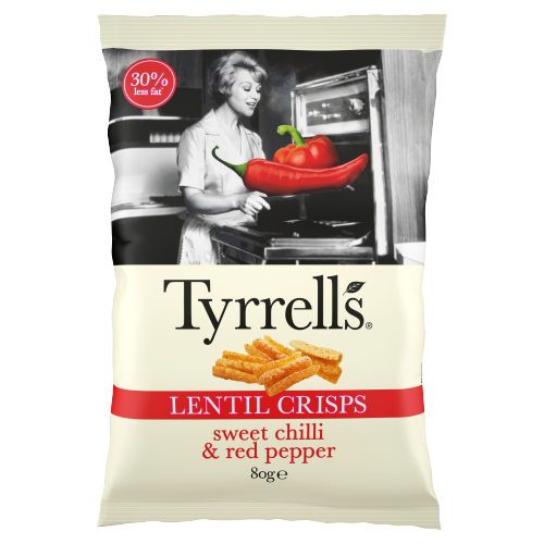 TYRRELLS LENTIL SHARING CRISPS SWEET CHILLI & RED PEPPER 80G