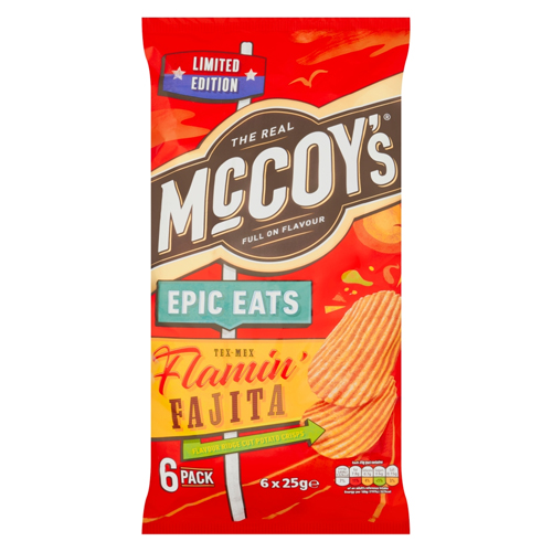 MCCOY'S EPIC EATS FLAMIN' FAJITA CRISPS 6PK 25G