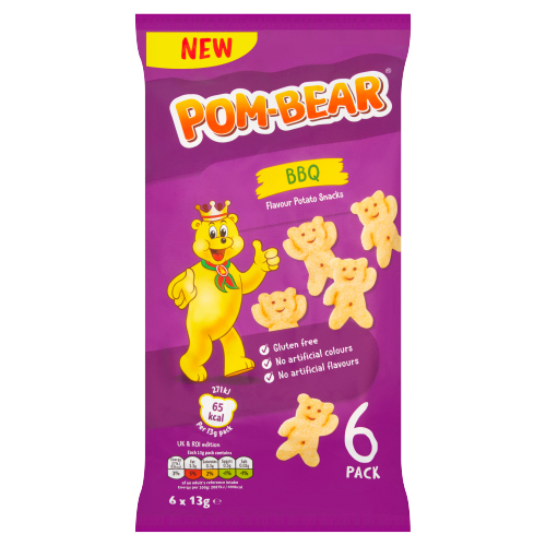 POM-BEAR BBQ CRISPS 6PK 13G