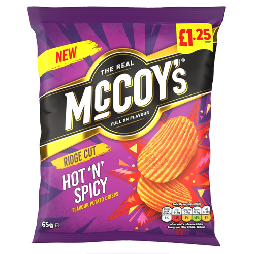 MCCOY'S HOT'N'SPICY SHARING CRISPS PMP £1.25 65G