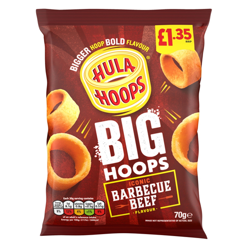 HULA HOOPS BIG HOOP BBQ BEEF PMP £1.35 70G