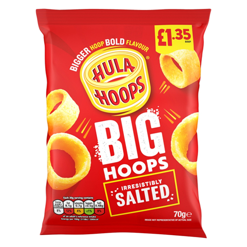 HULA HOOPS BIG HOOPS SALTED PMP £1.35 70G