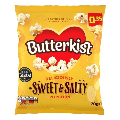 BUTTERKIST SWEET & SALTY POPCORN PMP £1.35 50G